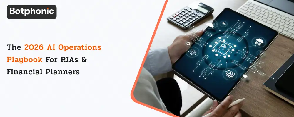 Banner for ‘The 2026 AI Operations Playbook for RIAs & Financial Planners’ featuring AI-powered financial operations, client management, and workflow automation concepts.