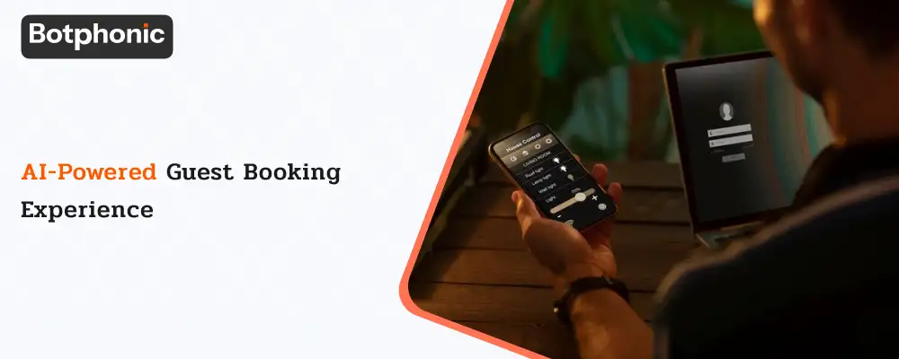 AI-powered hotel booking experience with a virtual receptionist assisting guests through seamless 24/7 reservations and support.