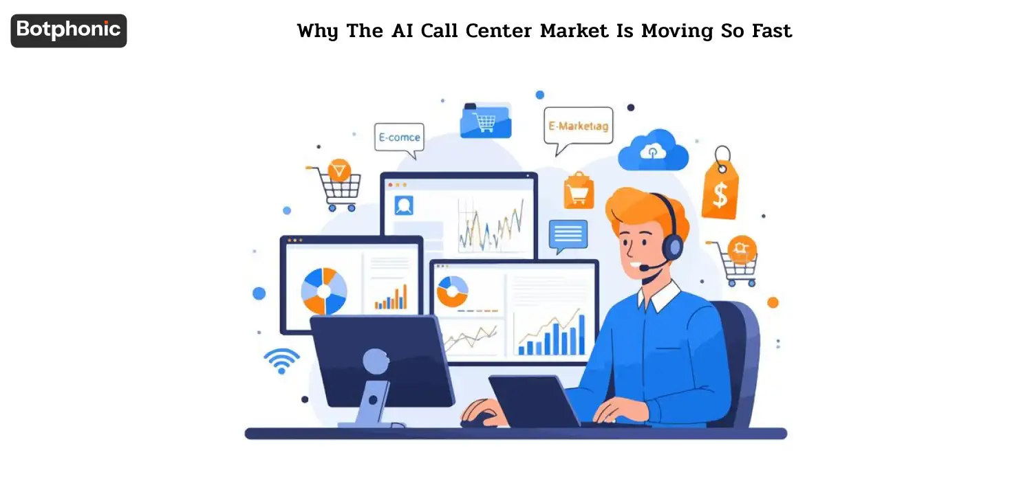AI call center growth driven by voice AI, high-accuracy LLMs, and lower costs enabling fast adoption, with 30% usage by 2025 and near-majority adoption by 2026.