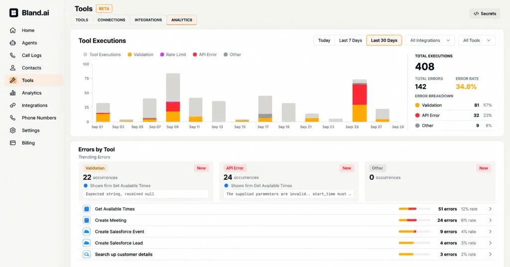Bland AI product interface