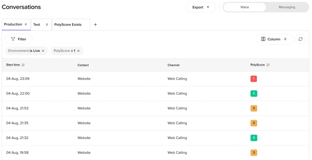 PolyAI product interface